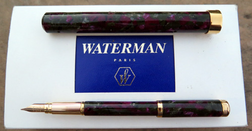WATERMAN LADY AGATHE GREEN / MAUVE FOUNTAIN PEN IN BOX WITH PAPERS